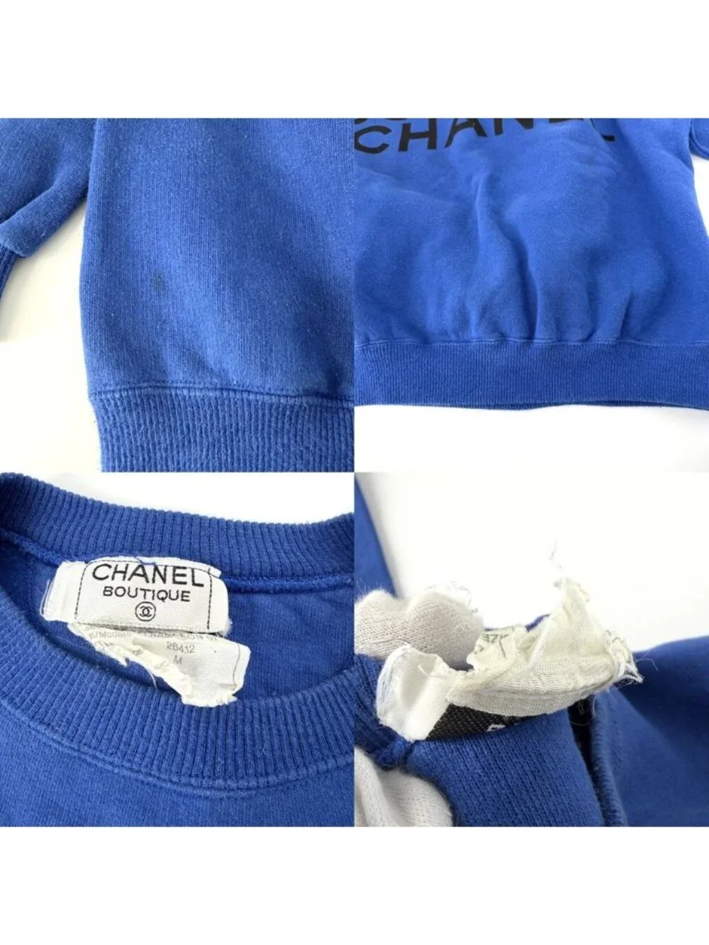 Chanel Sweatshirt CC Logo Vintage Blue Cotton Spring Autumn